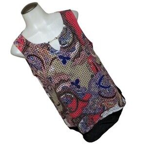 NWT Dana Buchman Top Medium Paisleys Sleeveless Laser Cuts T M NEW